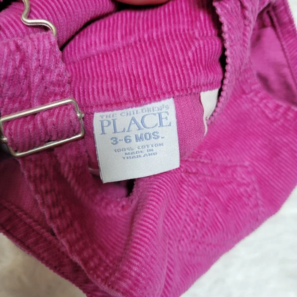 The Children's Place Corduroy Pink Overall with Floral Embroidery - Size 3-6 mo